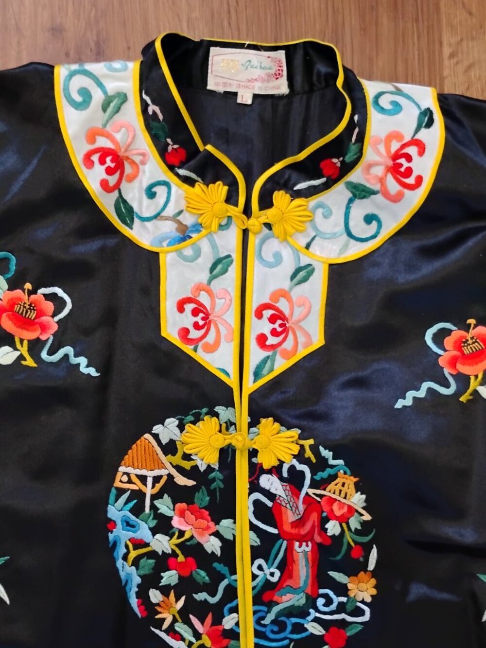 Vintage 60s Bai Hua Silk Embroidered Jacket Frog Closure